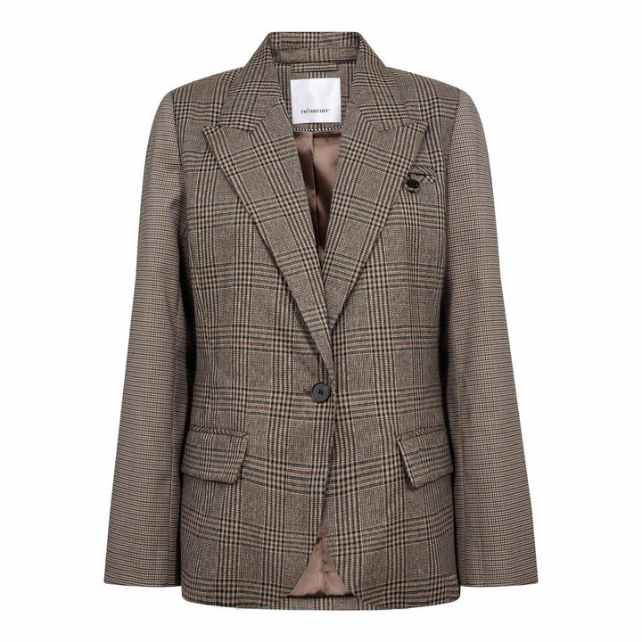 Veya Check Fitted Blazer - Brown