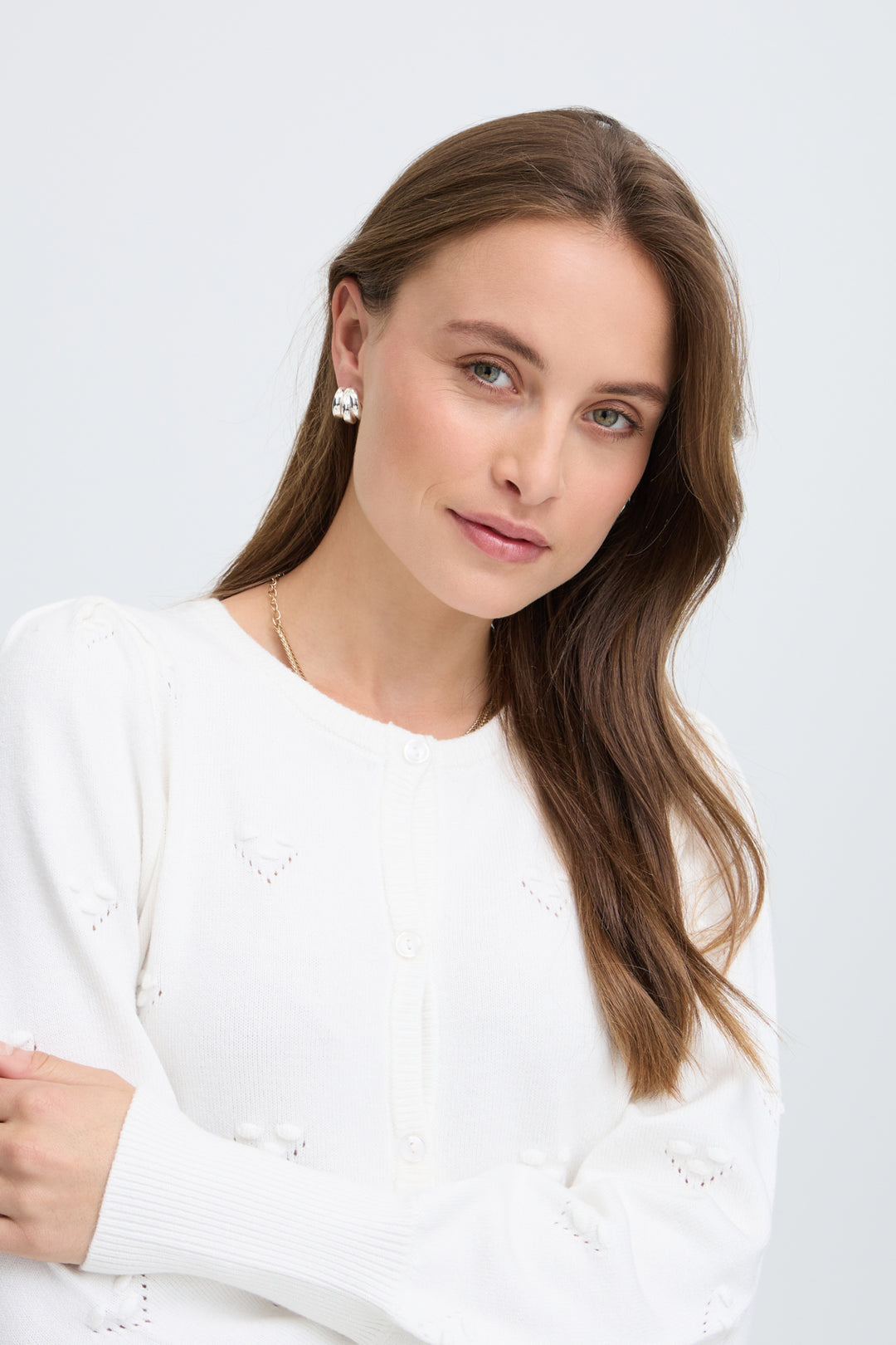 BYMANINA STRUCTURE CARDIGAN - Marshmallow Melange