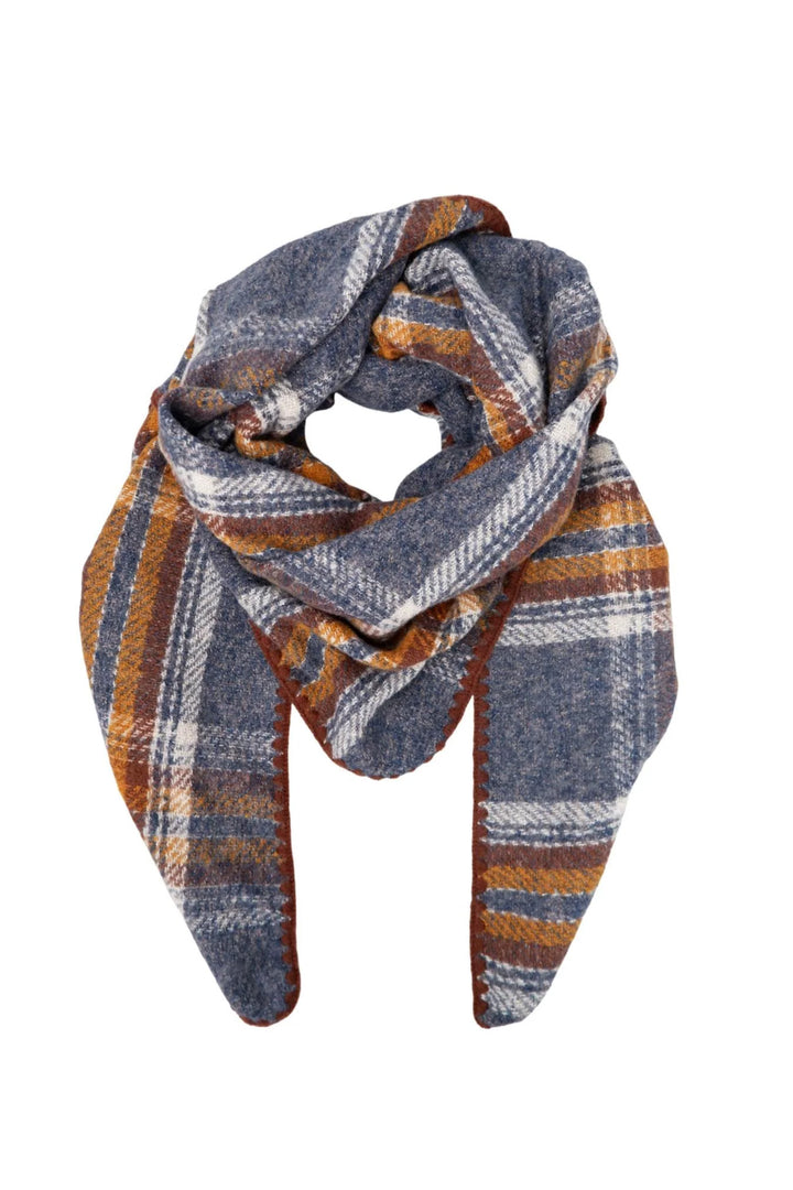 Leoni Chequered Scarf - Grey