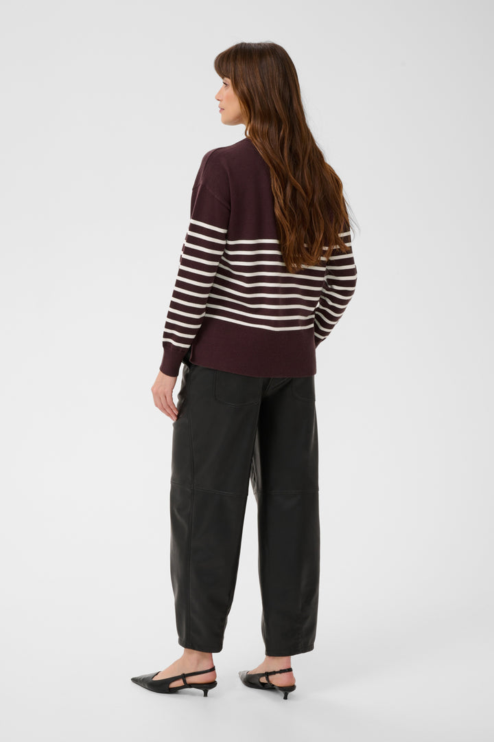 KAlimone Pullover Knit - Fudge/Chalk Stripe