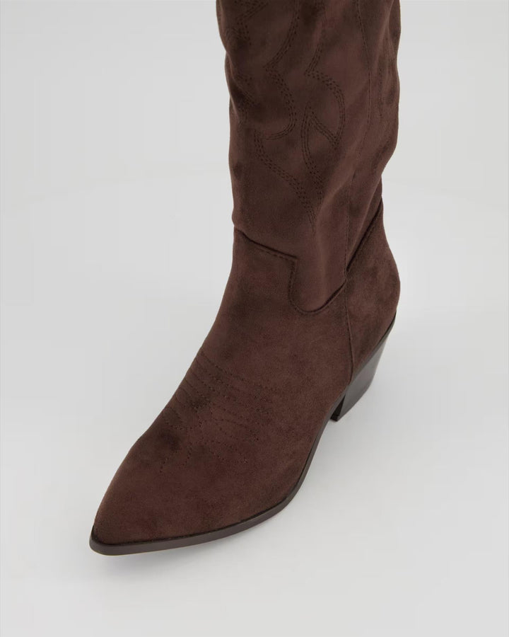 Rosetta Suede High Boots - DK Brown