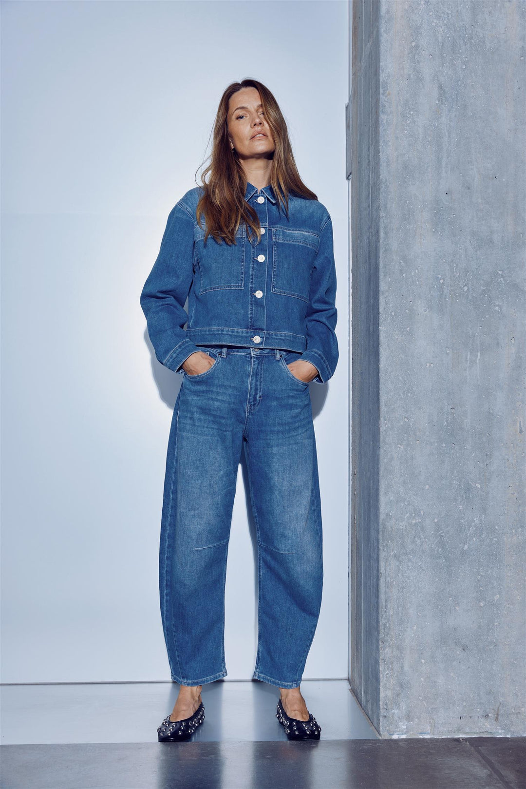 PZANNI HighWaist JEANS BARREL LEG - Medium blue denim