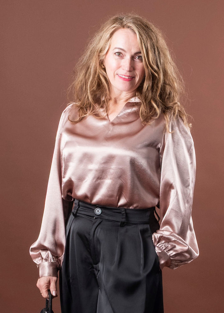 Nara Satin Blouse - Champagne