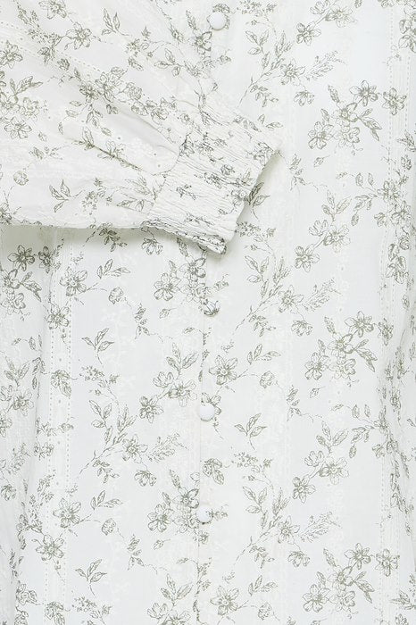 PZDEBORAH BLOUSE - BIRCH WITH BROWN FLOWERS