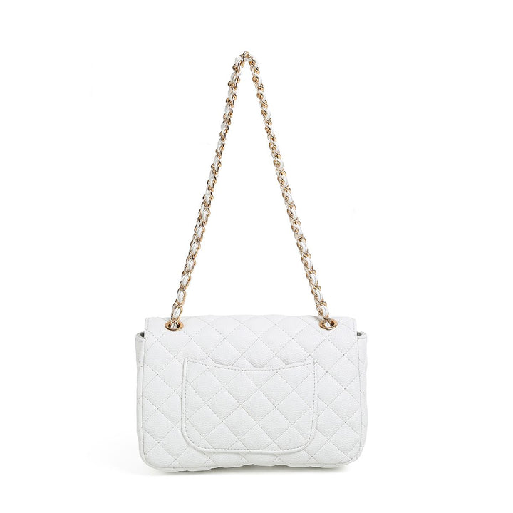 Daisy Big Clutch w/Chain- White