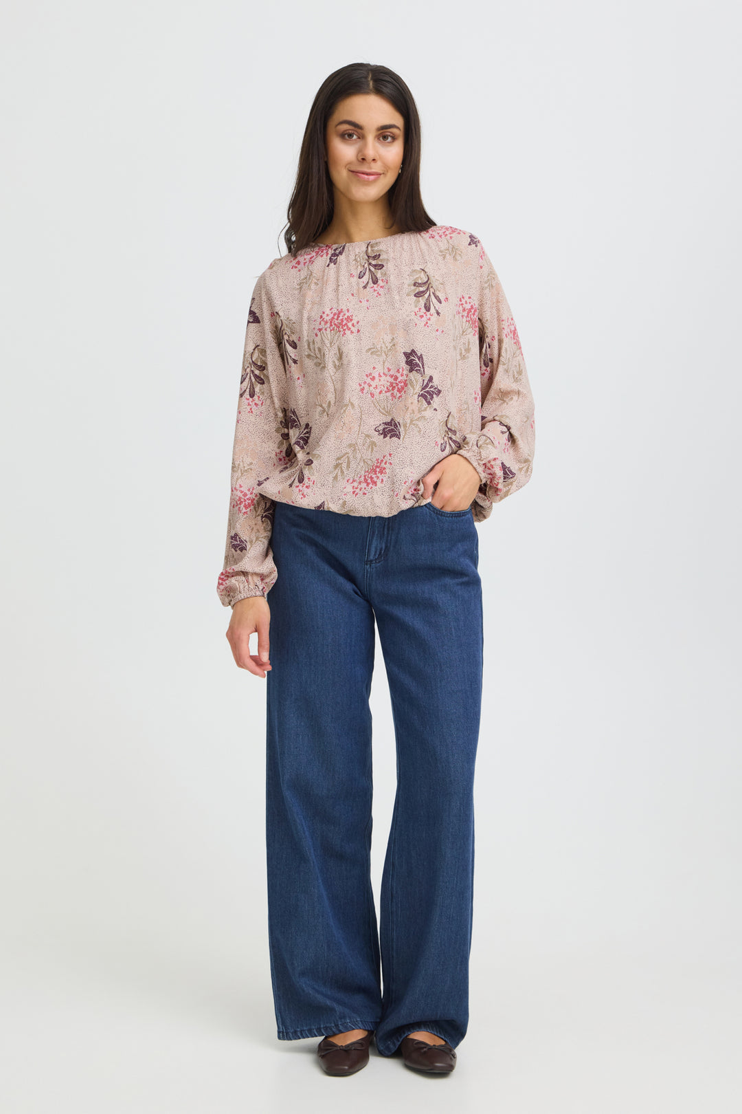 FRLALU Blouse 3 - SERENA FLORAL PUMICESTONE