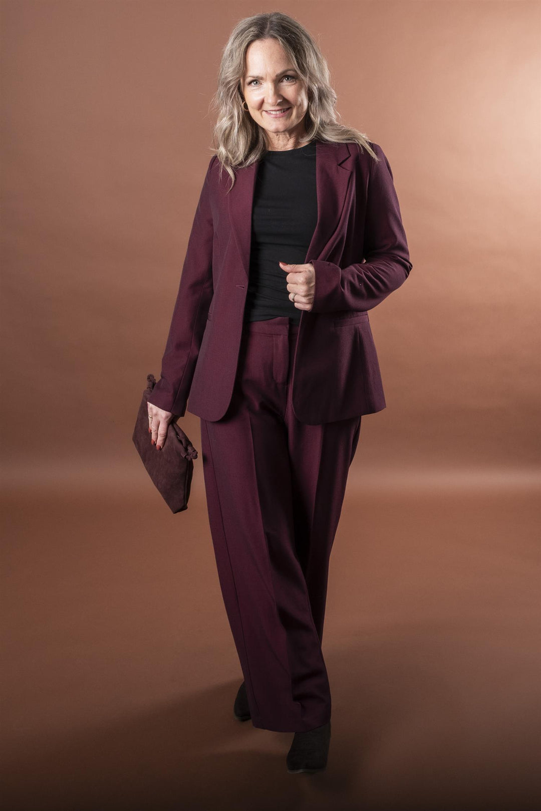 BYDANTA WIDE LEG PANT 2 CROP - Fig Melange
