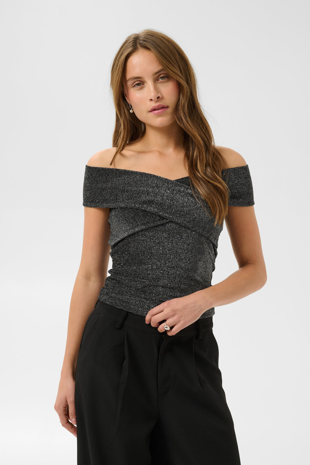 KArebecca Top - Silver black glitter
