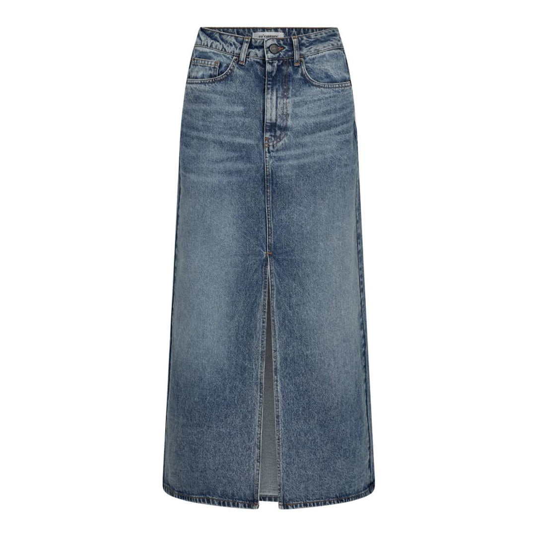 Vika Asym Slit Skirt - Vintage Blue Denim