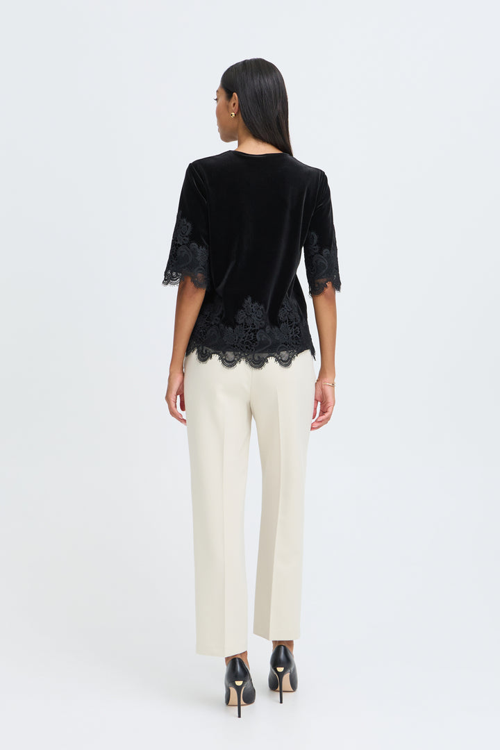 BYPERLINA LACE HEM BLOUSE - Meteorite