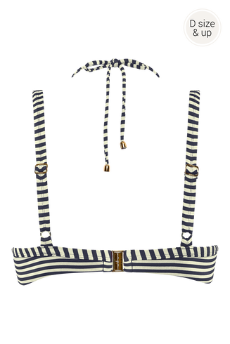 Holi Vintage Padded Balc Bikini Top - Navy stripe