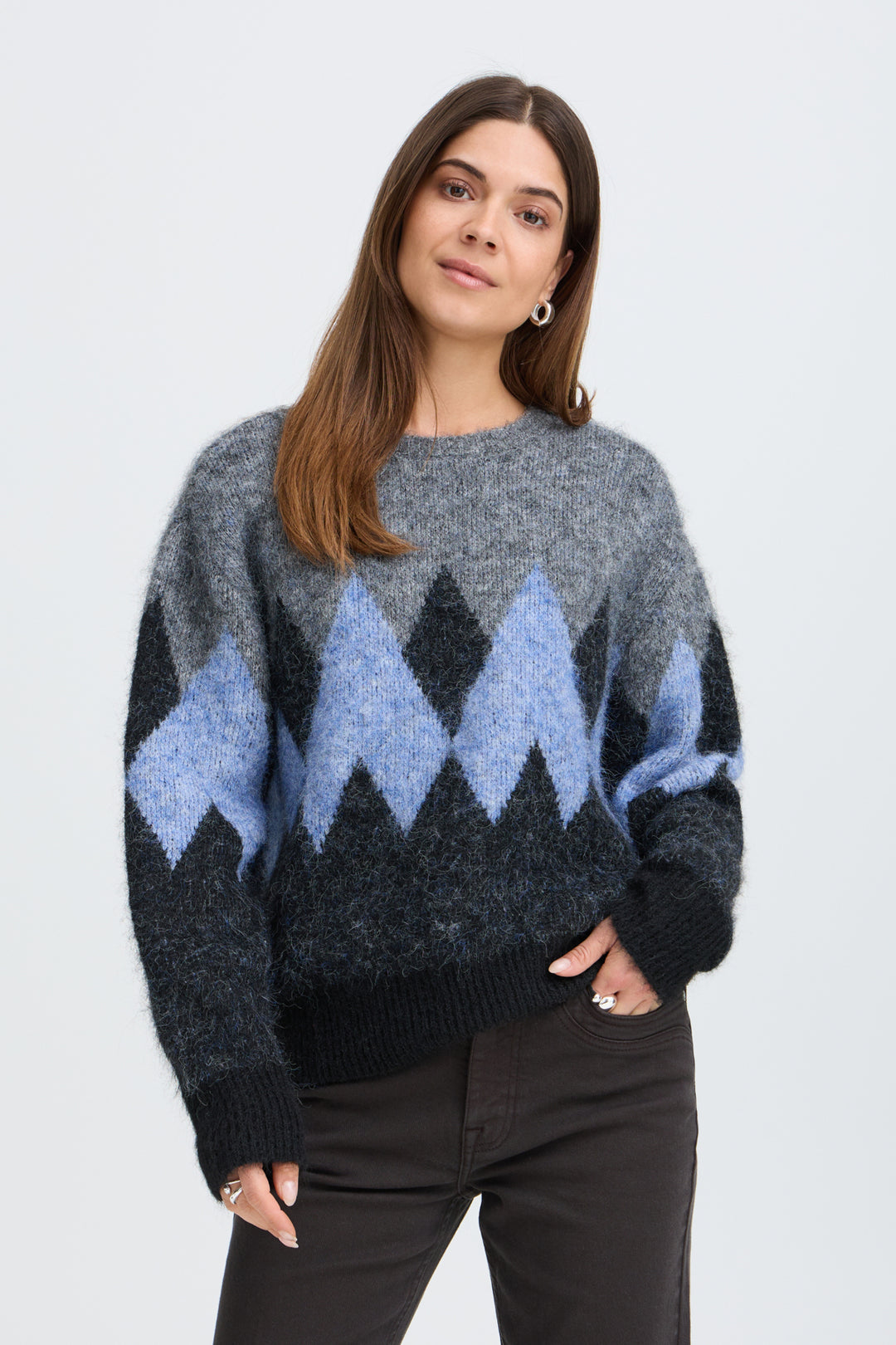 PZESTEL PULLOVER - GREY MELANGE &amp; BLUE