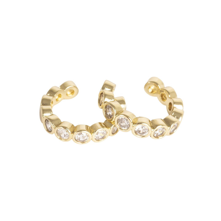 Halo Cuffs Earrings by Tone Damli - Gold/Crystal