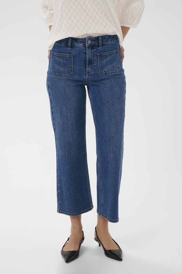 KAbrook Cropped HighWaist Jeans - Medium blue denim