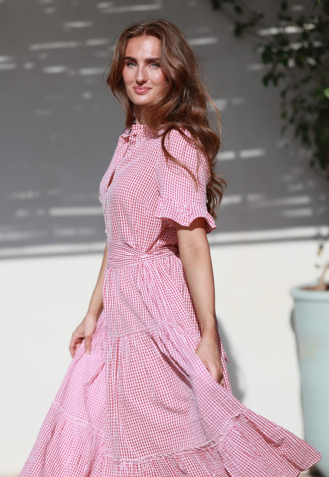 Ambrosia Maxidress - Red Check Seersucker
