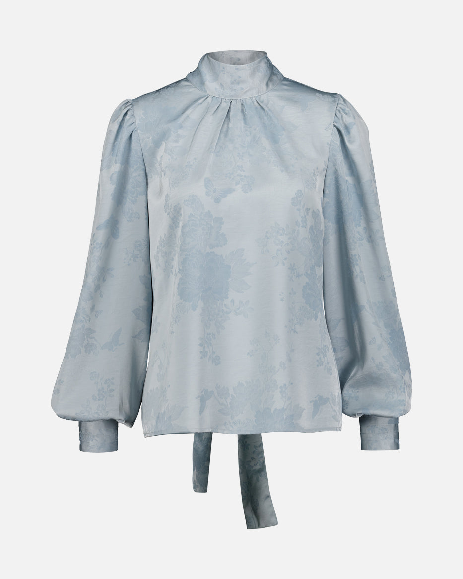 Avira Satin Blouse - Ice Blue