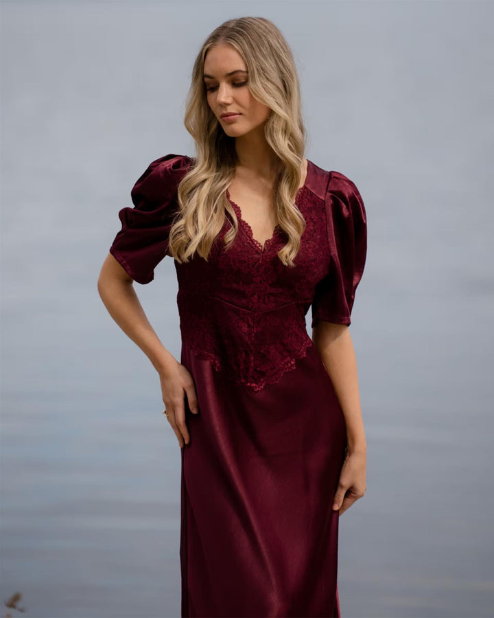 Vaiana Long Dress - Deep Cherry