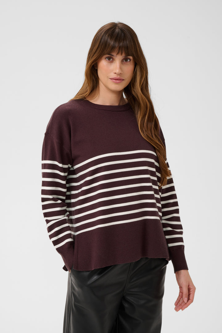 KAlimone Pullover Knit - Fudge/Chalk Stripe