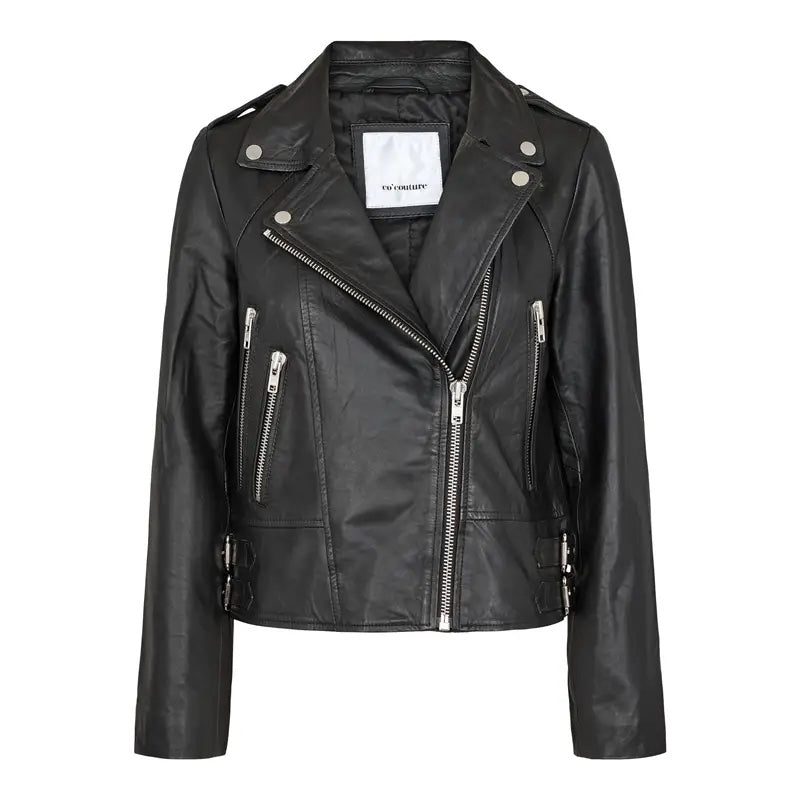 Phoebe Leather Biker Jacket - Black