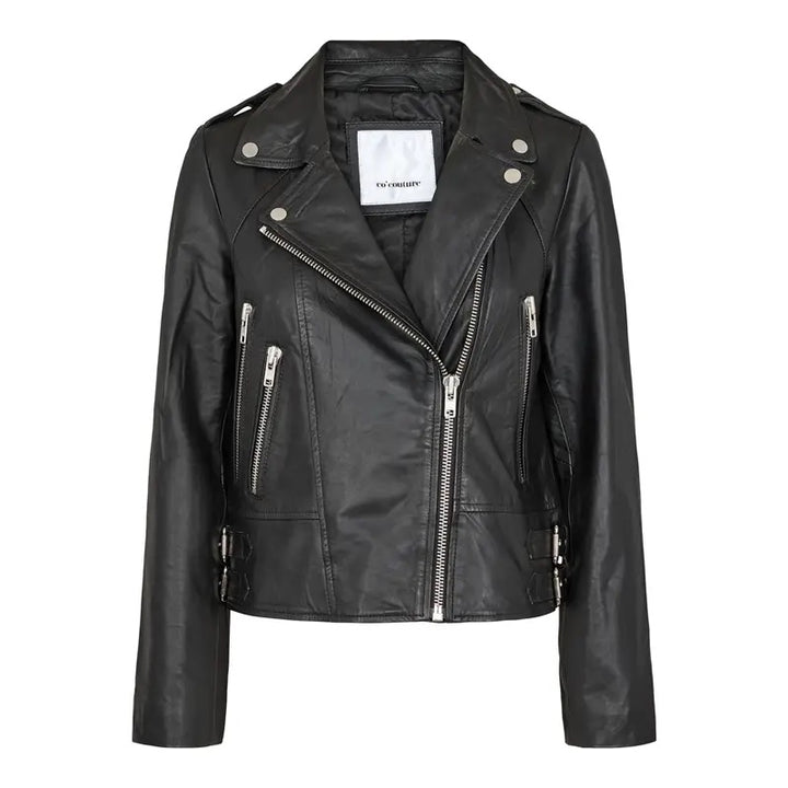Phoebe Leather Biker Jacket - Black