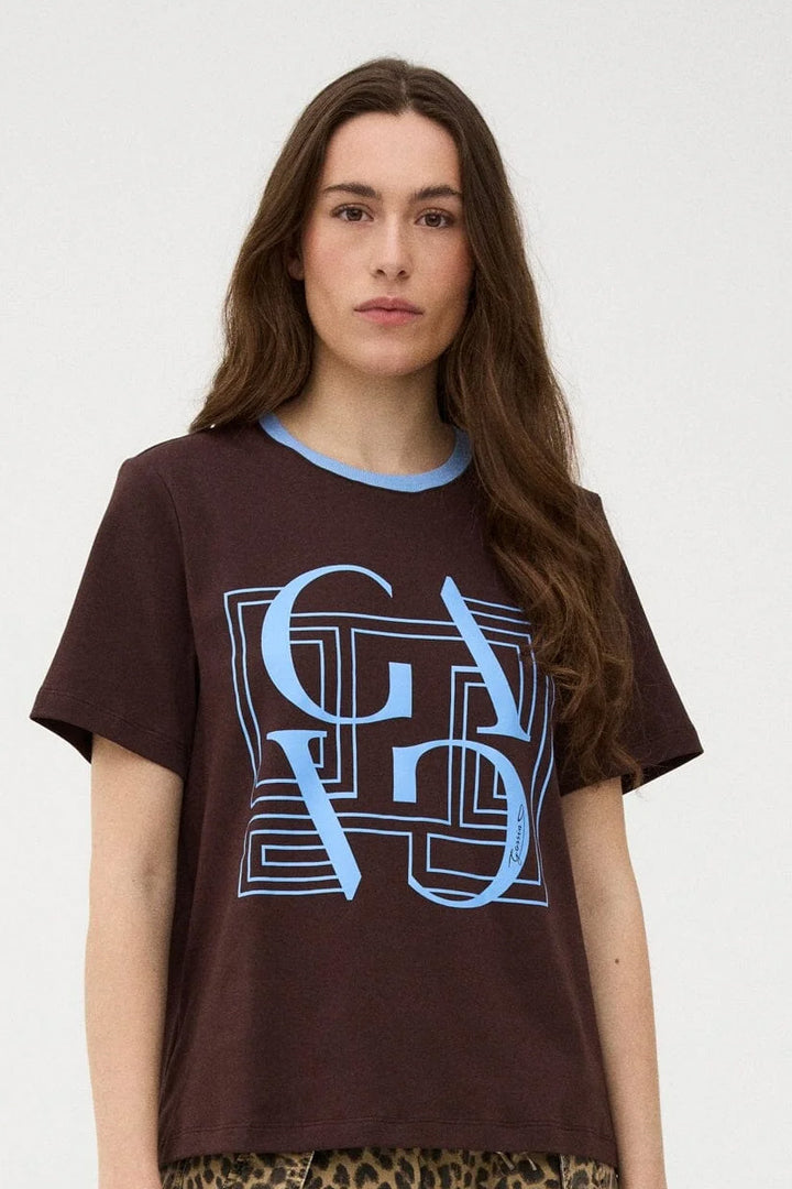 BasGo Tee - Chocolate / Blue Print