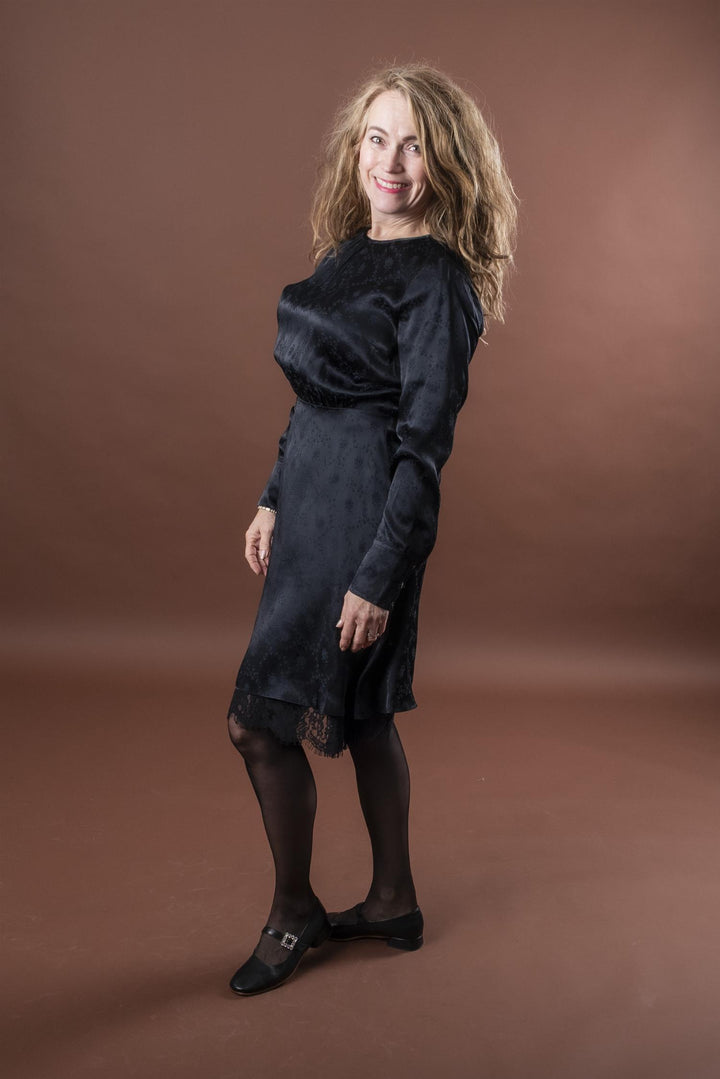 Jacquard Mini Dress - Black