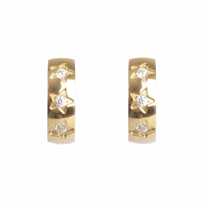 Twinkle Hoops Earring by Tone Damli - Gold/Cubic Zirconia