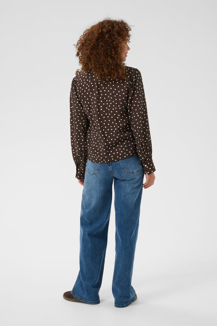 KAdotte Blouse - Coffee Bean Turtledove Dot