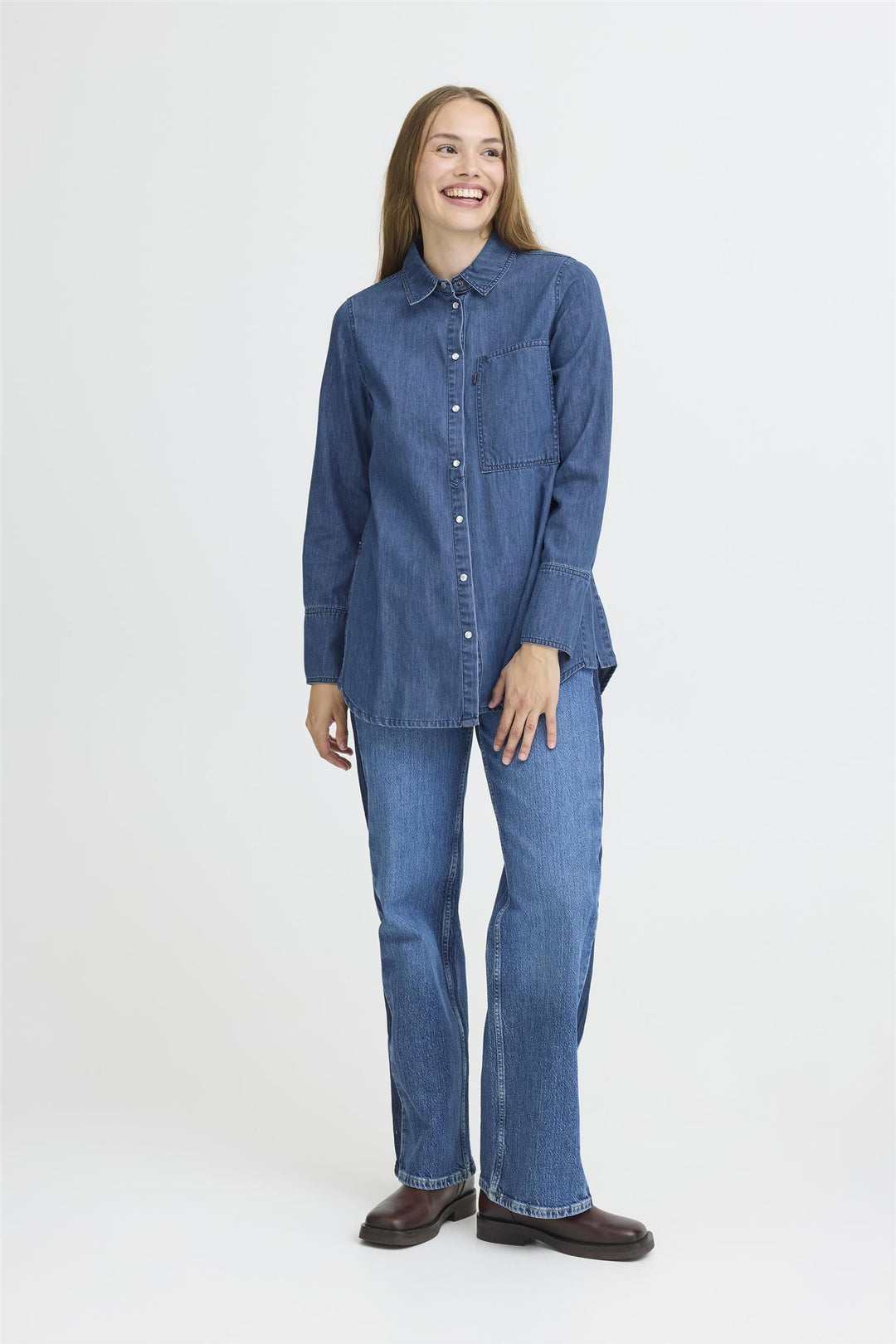 PZSYLVIE Shirt - Medium blue denim