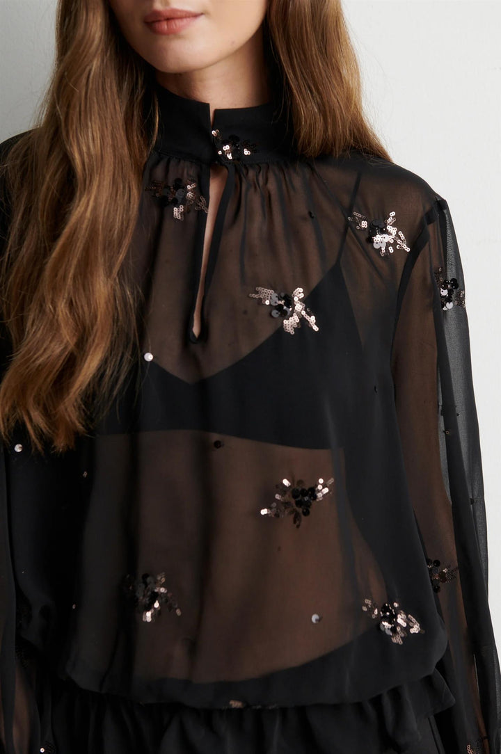 Luma Sequin Blouse - Black