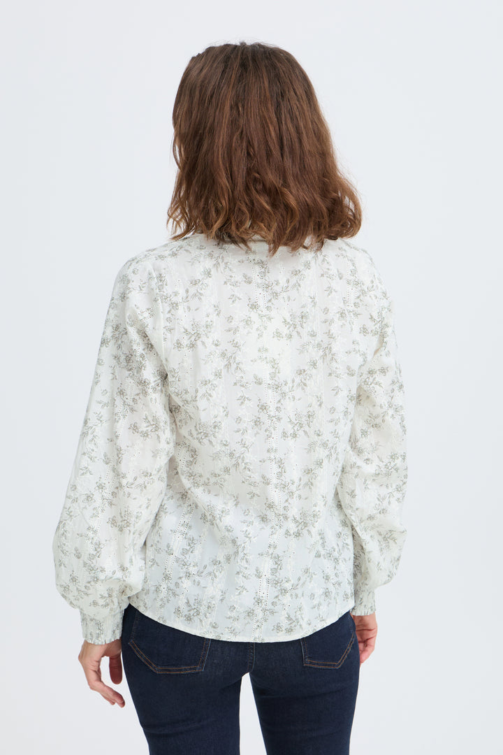 PZDEBORAH BLOUSE - BIRCH WITH BROWN FLOWERS