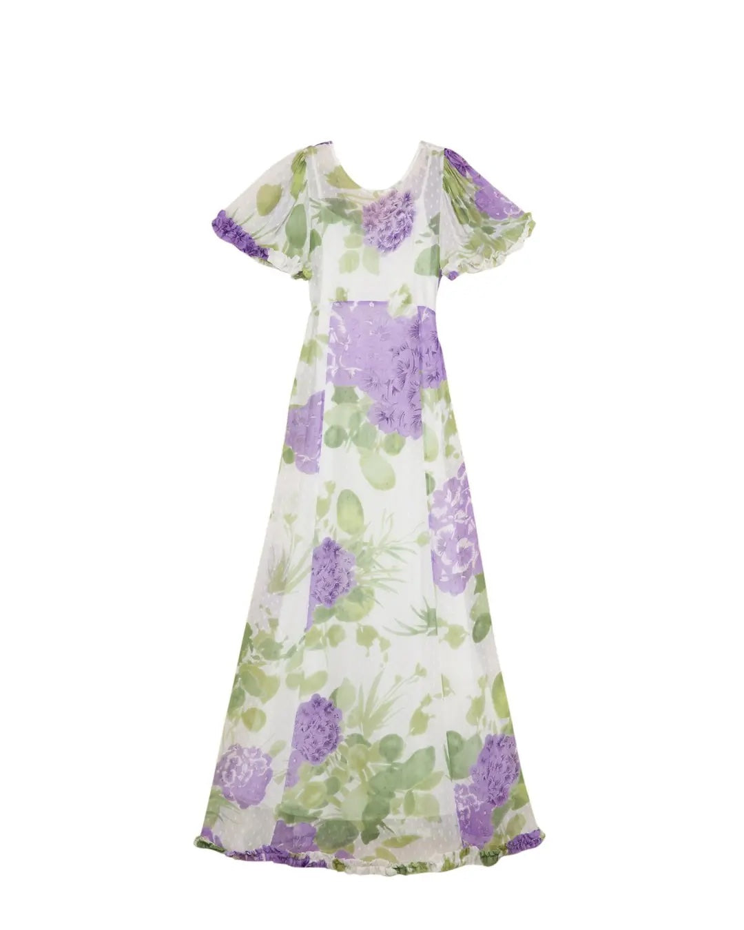 Dotted Georgette Maxi Dress - Purple Flowerfield