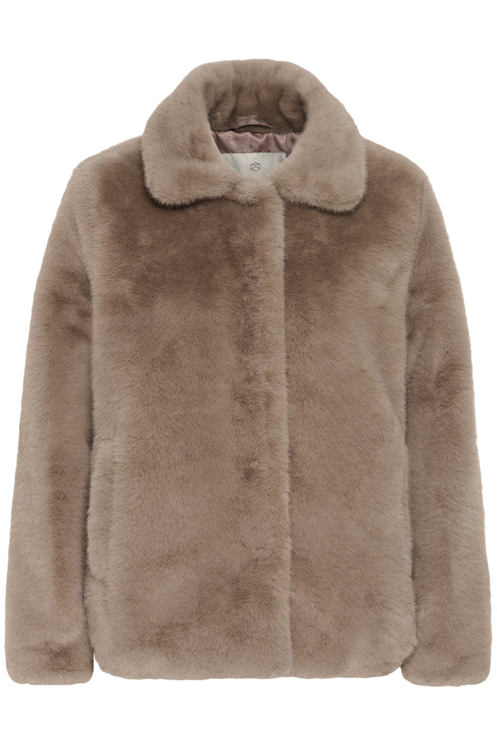 KArosa Fake Fur Jacket - Taupe Gray