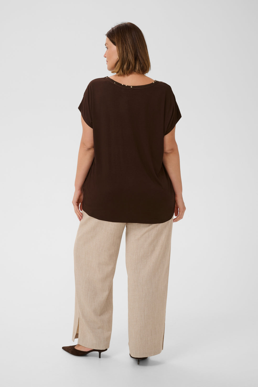 KCmila Printed Blouse - Coffee Bean Turtledove Dot