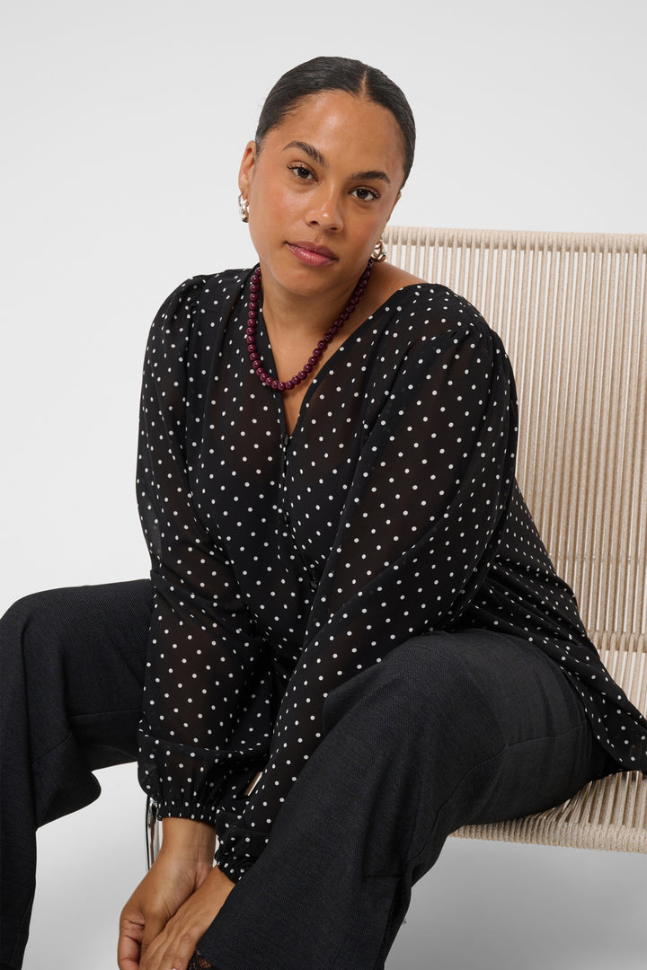 KCminda Blouse - Black W. White Dot