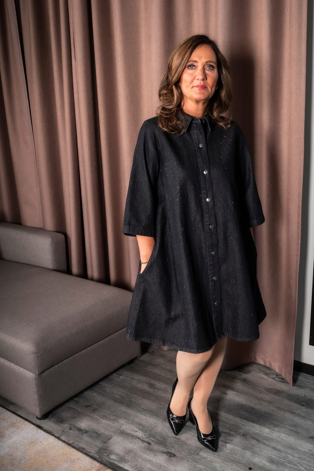PZDECOLE DRESS - Black Denim