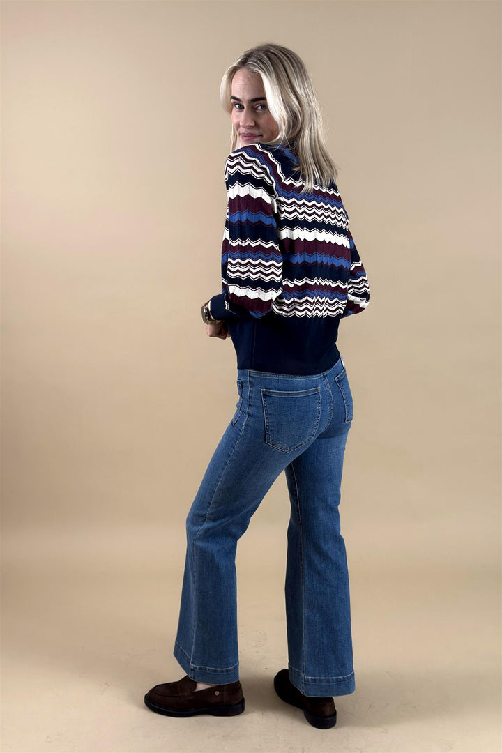 BYmmorla Pointelle Jumper - ZIG ZAG BRIGHT COBALT