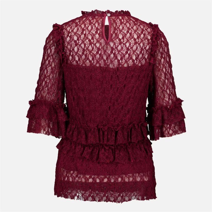 Malibu Lace Blouse - Bordeaux