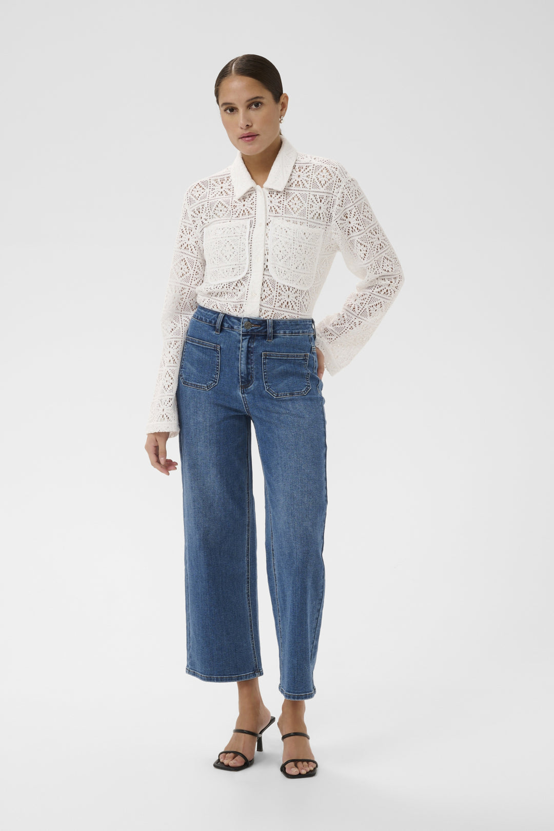 KAbrook Cropped HighWaist Jeans - Medium blue denim