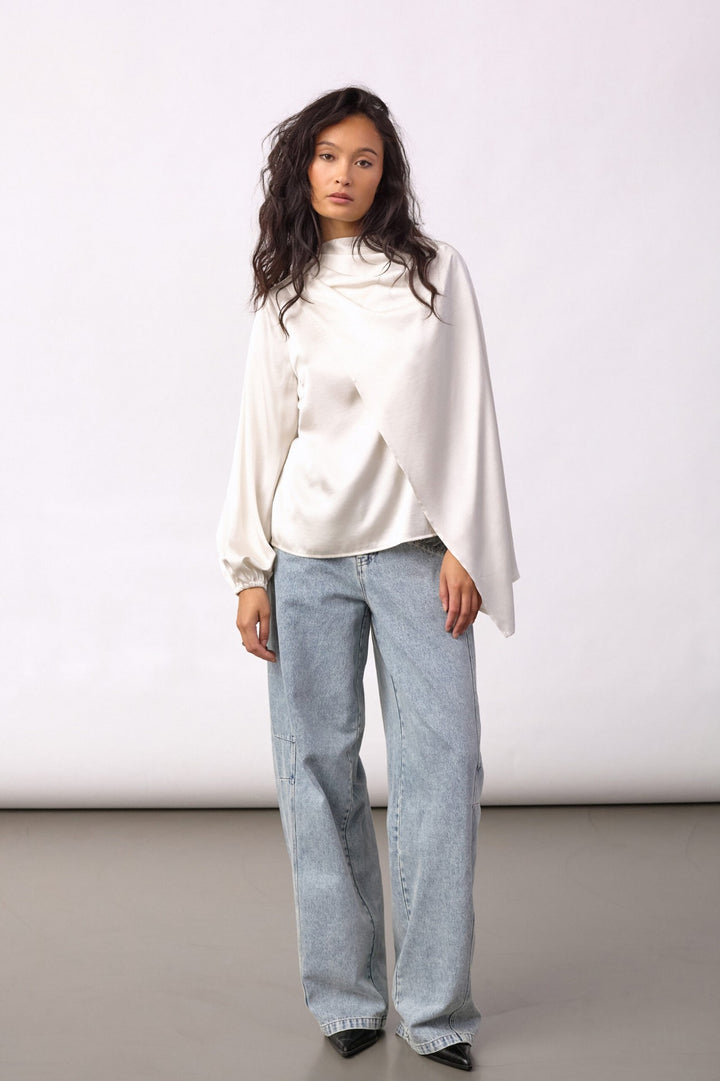 Idun Cape Blouse - OffWhite