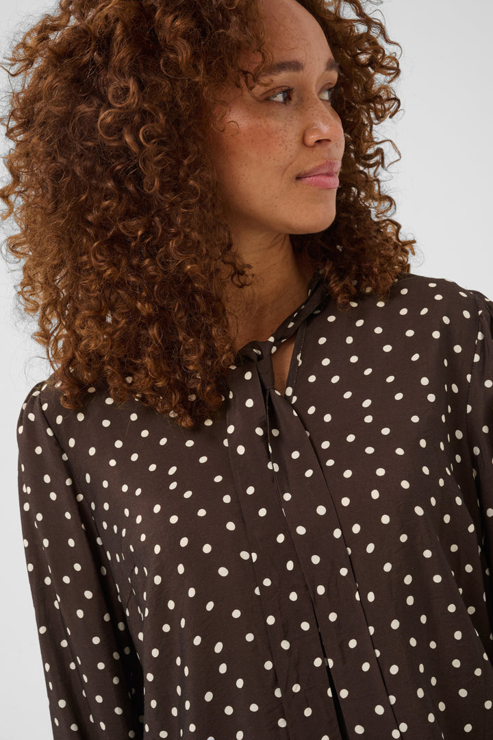 KAdotte Blouse - Coffee Bean Turtledove Dot