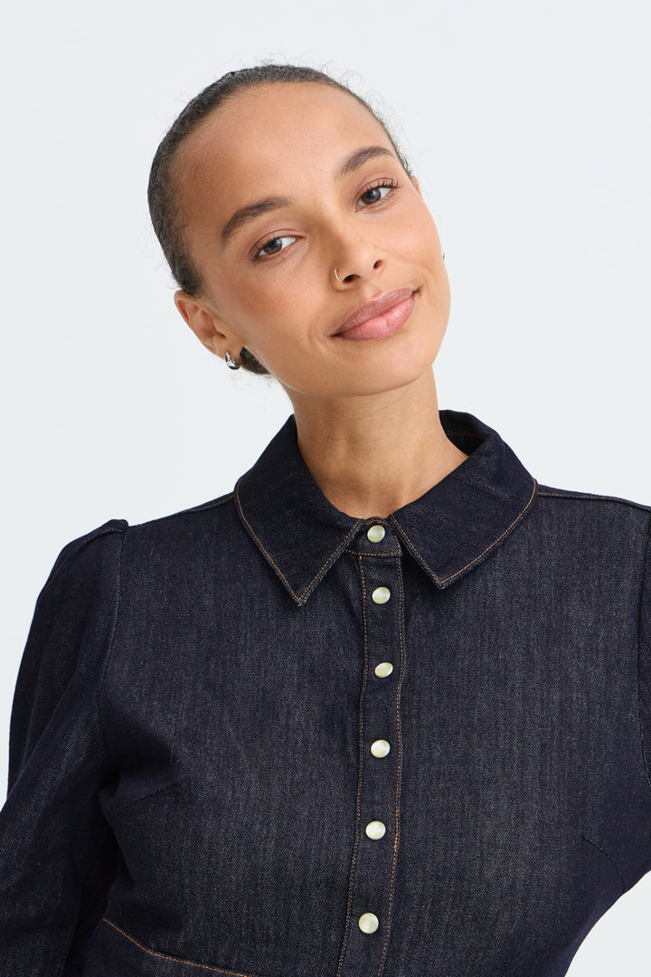 BYKANEA SHIRT DRESS - Dark blue denim
