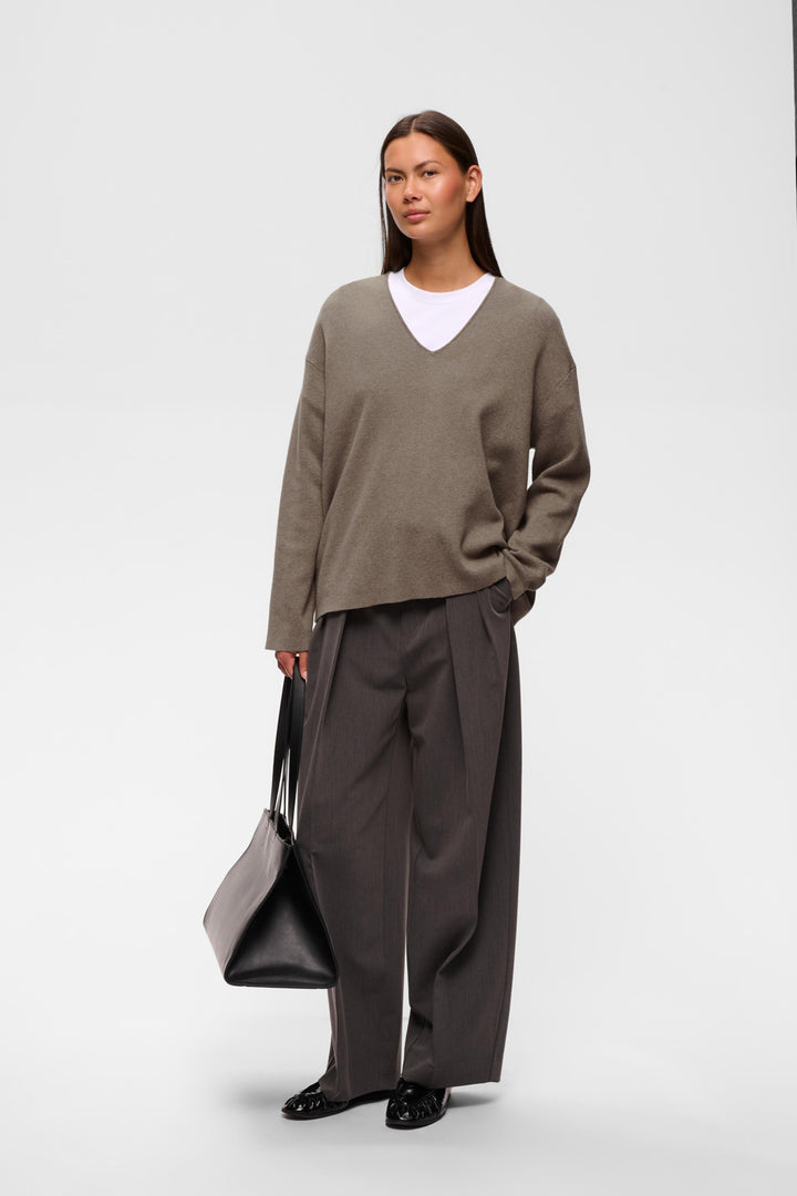 TILDA V-NECK - Cinder Melange