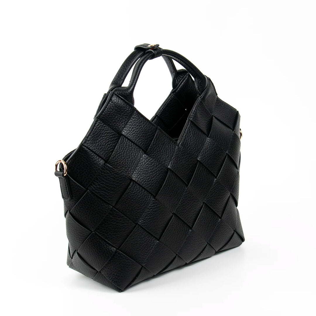 Mina Stor Flettet Shopper - Black