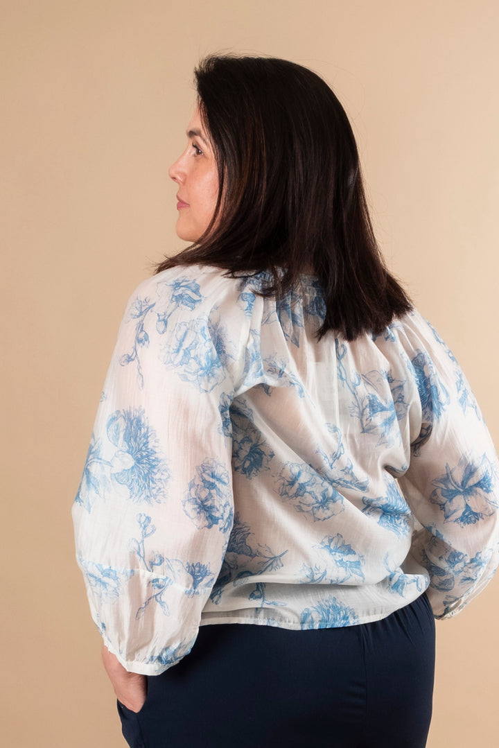 Evangelina Top - Blue Flower
