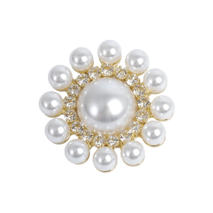 Full Moon Broche by Tone Damli - Gold/Crystal/Pearls