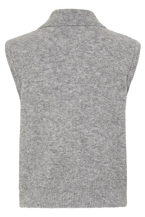 BYOMEA ZIPPER Waistcoat - Mid Grey Melange