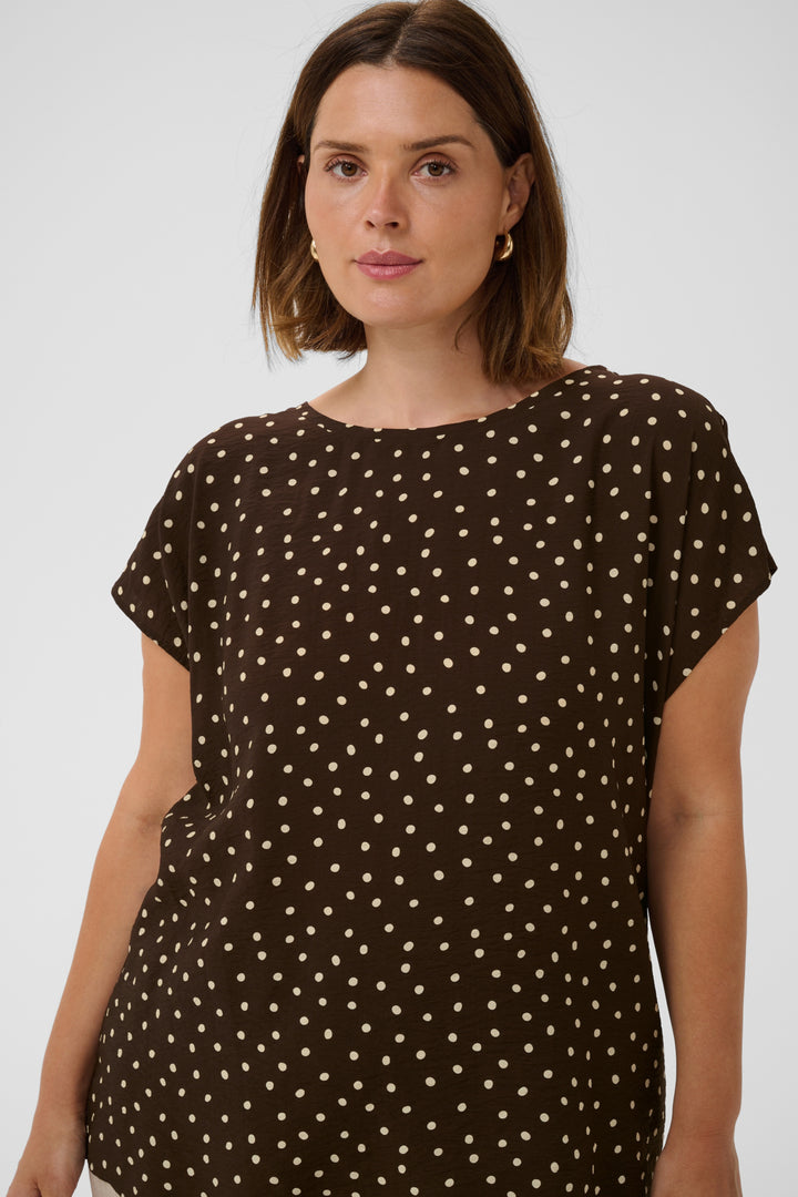 KCmila Printed Blouse - Coffee Bean Turtledove Dot