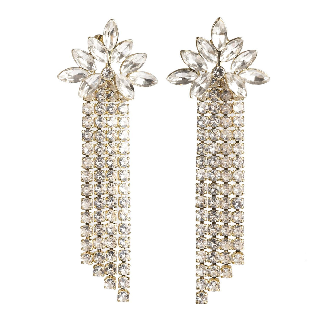Midnight Dancer Statement Earrings by Tone Damli - Gold/Crystal