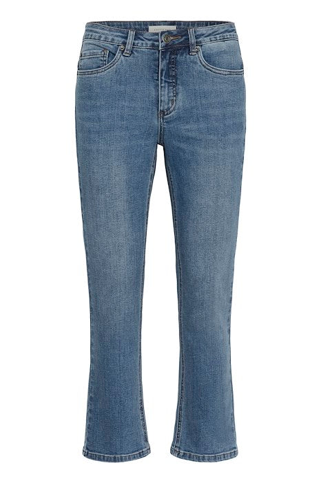 KAriver Cropped Jeans - Medium blue denim